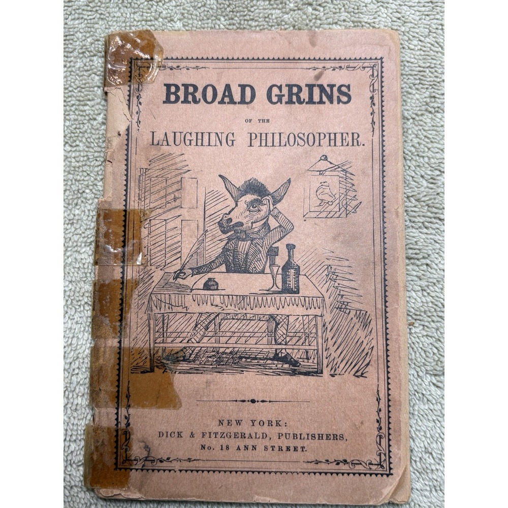 Antique Broad Grins of the Laughing Philosopher Booklet, Jokes, Satire, Donkey